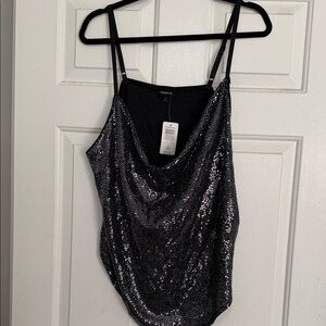 Torrid Black Sequin Cowl Neck Top